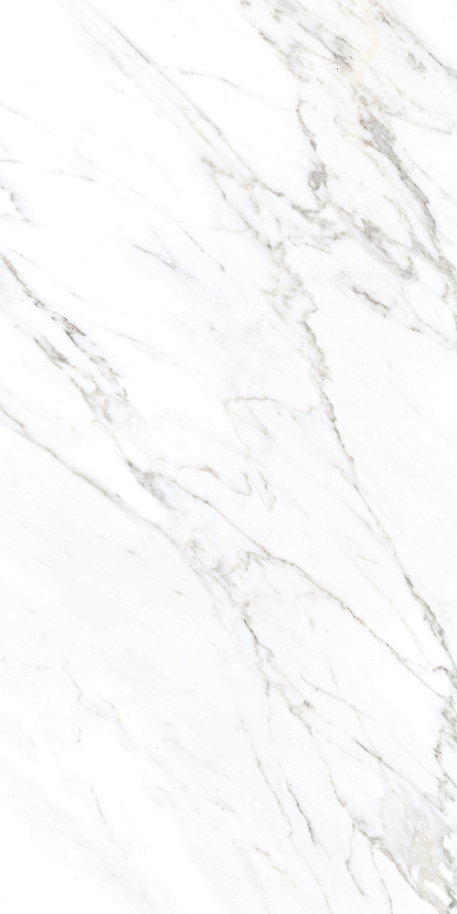 White marble surface with subtle gray and beige veining patterns running diagonally across the stone, creating a smooth and elegant appearance.