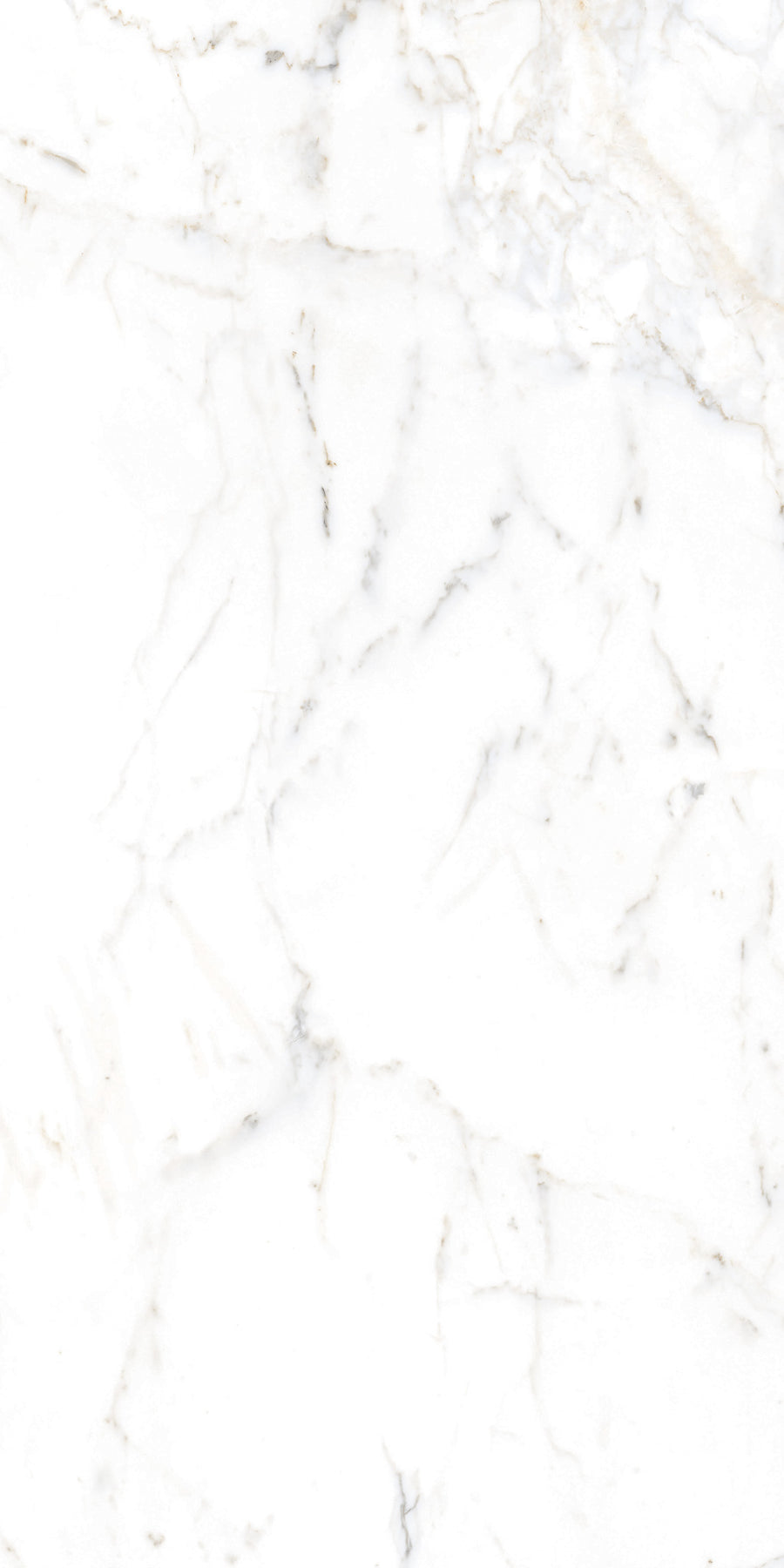 White marble surface with light gray veins and subtle beige streaks, creating a smooth, elegant pattern. The texture appears polished and slightly reflective.