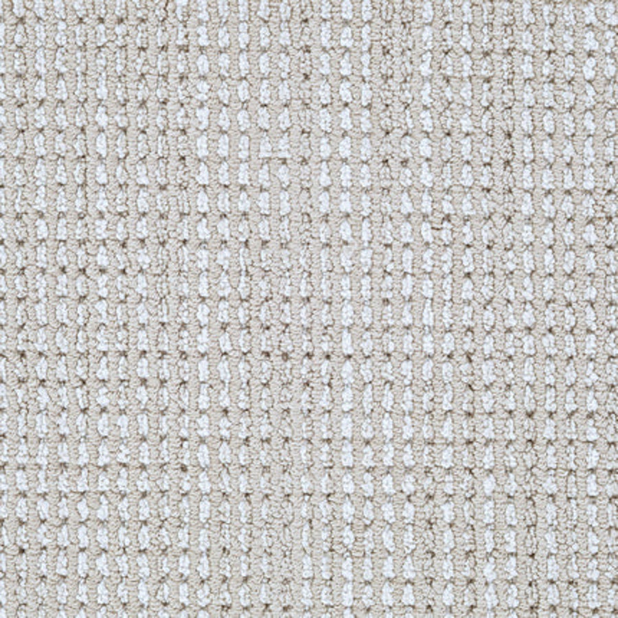 Close-up of Top Notch Berber Carpet in Natural color, featuring a soft, woven texture and a grid pattern of raised, evenly spaced lines. This stain-resistant carpet is ideal for premium flooring.