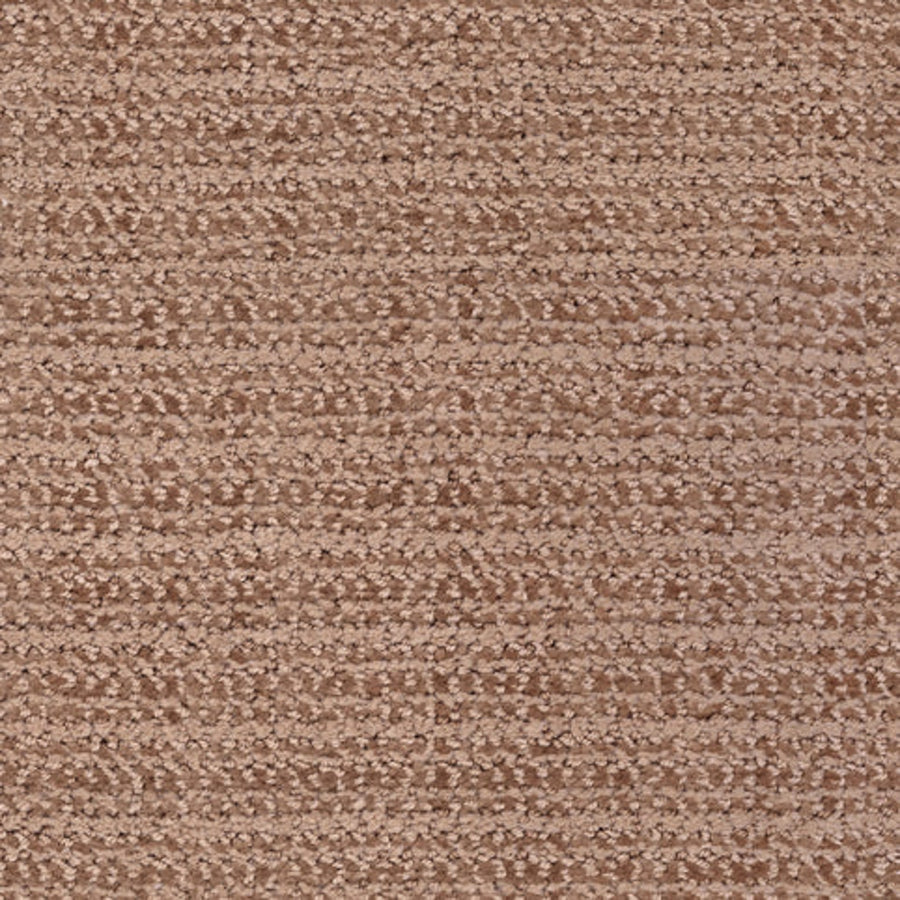 Close-up of Beguiling Berber Carpet in New Penny color, showcasing textured, woven fabric with horizontal, slightly uneven rows—reminiscent of luxurious flooring.