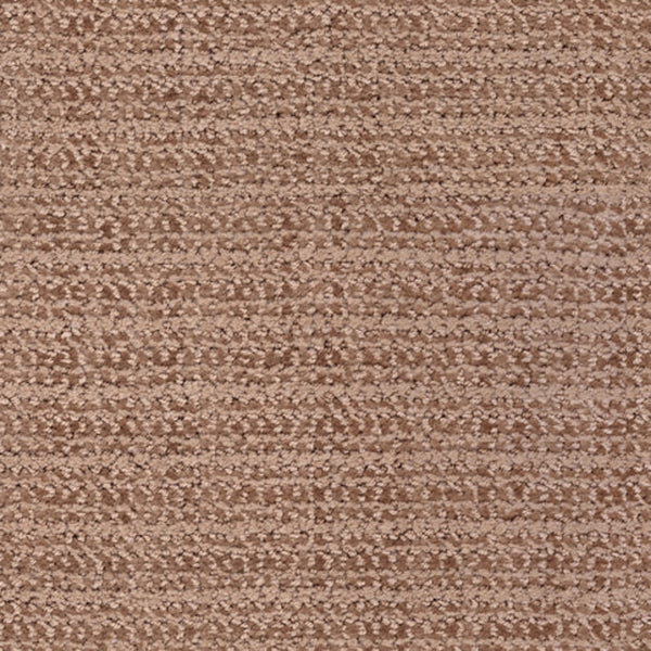 Close-up of Beguiling Berber Carpet in New Penny color, showcasing textured, woven fabric with horizontal, slightly uneven rows—reminiscent of luxurious flooring.