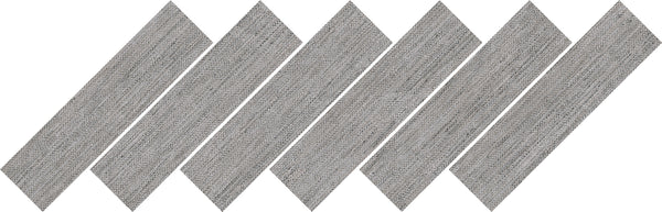 Six gray, rectangular tiles are arranged in a diagonal, overlapping pattern, creating a zigzag or chevron design. The tiles have a textured, stone-like surface.