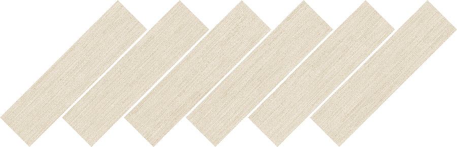 Six beige, textured parallelograms arranged diagonally in a row from lower left to upper right, evenly spaced on a white background.