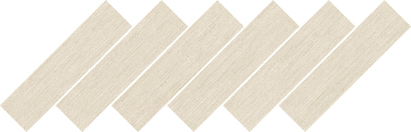 Six beige, textured parallelograms arranged diagonally in a row from lower left to upper right, evenly spaced on a white background.