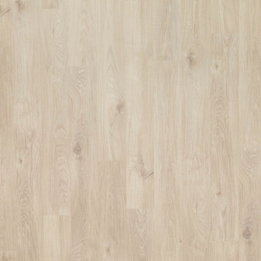 Casita Terrace 7 1/2" Waterproof Laminate in Nimbus Oak offers elegant beige and light brown tones with a natural grain pattern, subtle knots, and a smooth matte finish—durable luxury laminate flooring for a refined look.