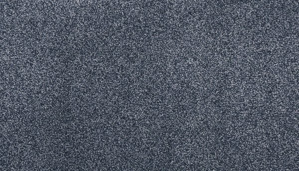 Close-up of Noble Surface Pet Friendly Carpet in Denim, featuring densely packed, stain-resistant fibers and a soft, speckled blue-grey texture.