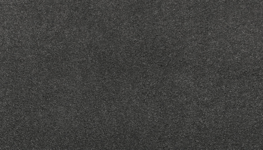A close-up of the Noble Surface Pet Friendly Carpet in Shadow color reveals its consistent, slightly rough texture and dark gray pattern, highlighting its durability and pet-friendly design.
