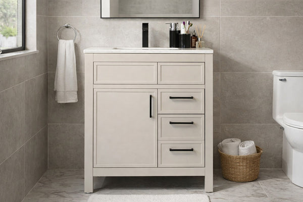 A modern bathroom features the Novello 30