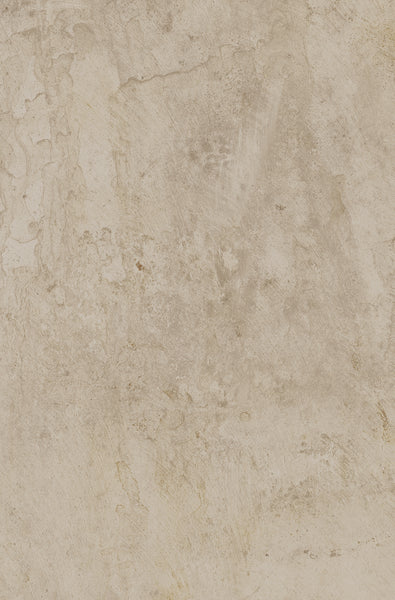 A close-up of the VersaTILE 16x24 Glazed Porcelain Tile in Belgian Light, showcasing textured beige tones with subtle cracks, stains, and uneven patterns for an elegant, weathered concrete or plaster-inspired appearance.