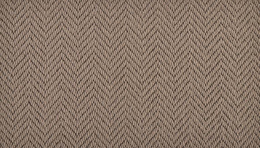 Close-up of the Bespoke On Trend Carpet, featuring textured brown fabric with a subtle herringbone pattern, showcasing diagonal lines and a finely woven look.