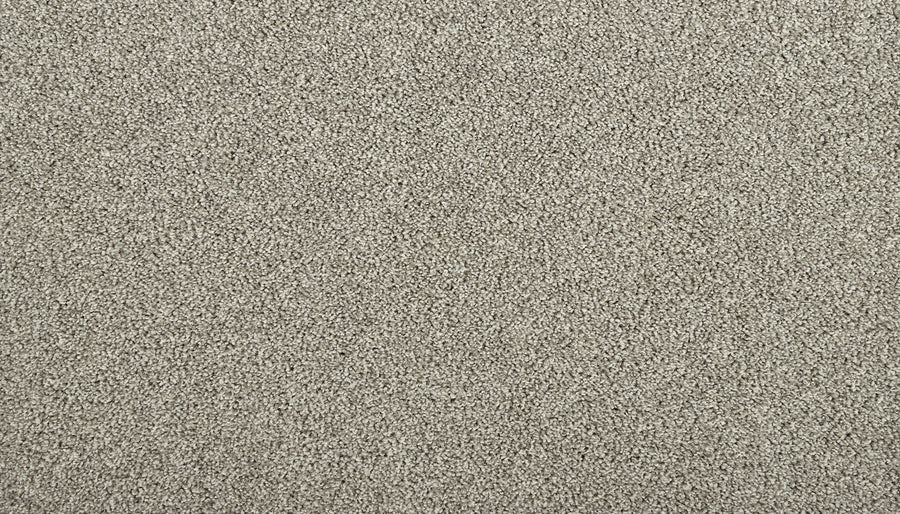 Close-up view of Meridian Family Friendly Carpet in light gray, featuring tightly woven fibers and a textured surface for soft, uniform luxury.
