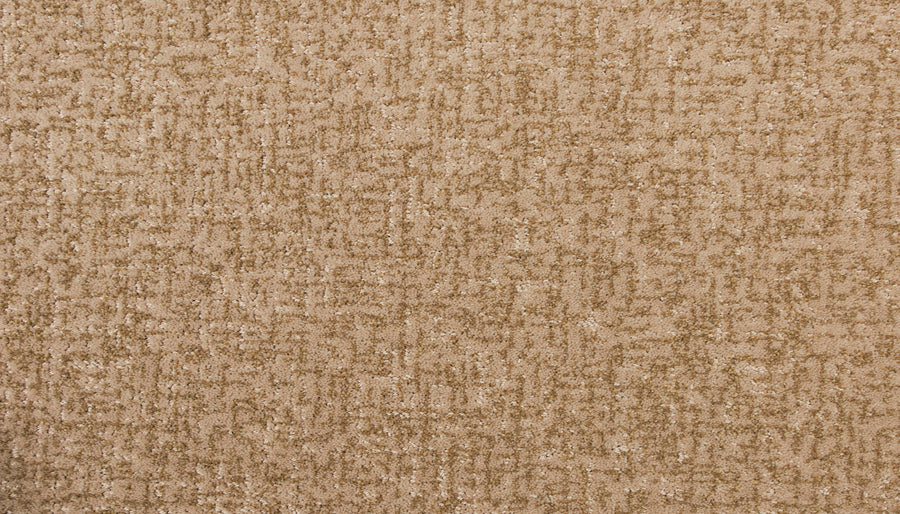Close-up of the Latticework On Trend Carpet, showcasing a luxurious, subtly textured geometric pattern in varying shades of beige and light brown for a soft, elegant look.