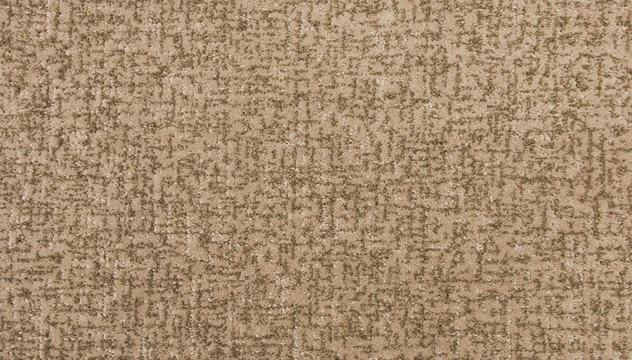 Close-up of the Latticework On Trend Carpet in beige and light brown, showcasing a soft, subtly raised surface and an irregular geometric pattern—ideal for adding modern elegance to any room.