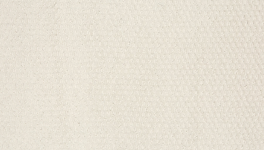 Close-up of the Vintage Manner Pet Friendly Carpet, featuring light beige, waffle-textured fabric with a subtle grid pattern for a soft, inviting look.