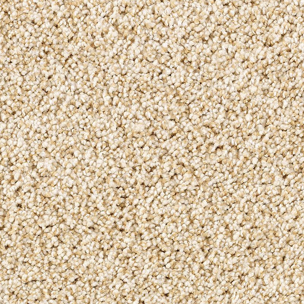 Close-up view of Shaded Escape Family Friendly Carpet in Oakwood—beige, plush, and densely textured fibers create a soft, warm, and cozy look, making it perfect for any home.