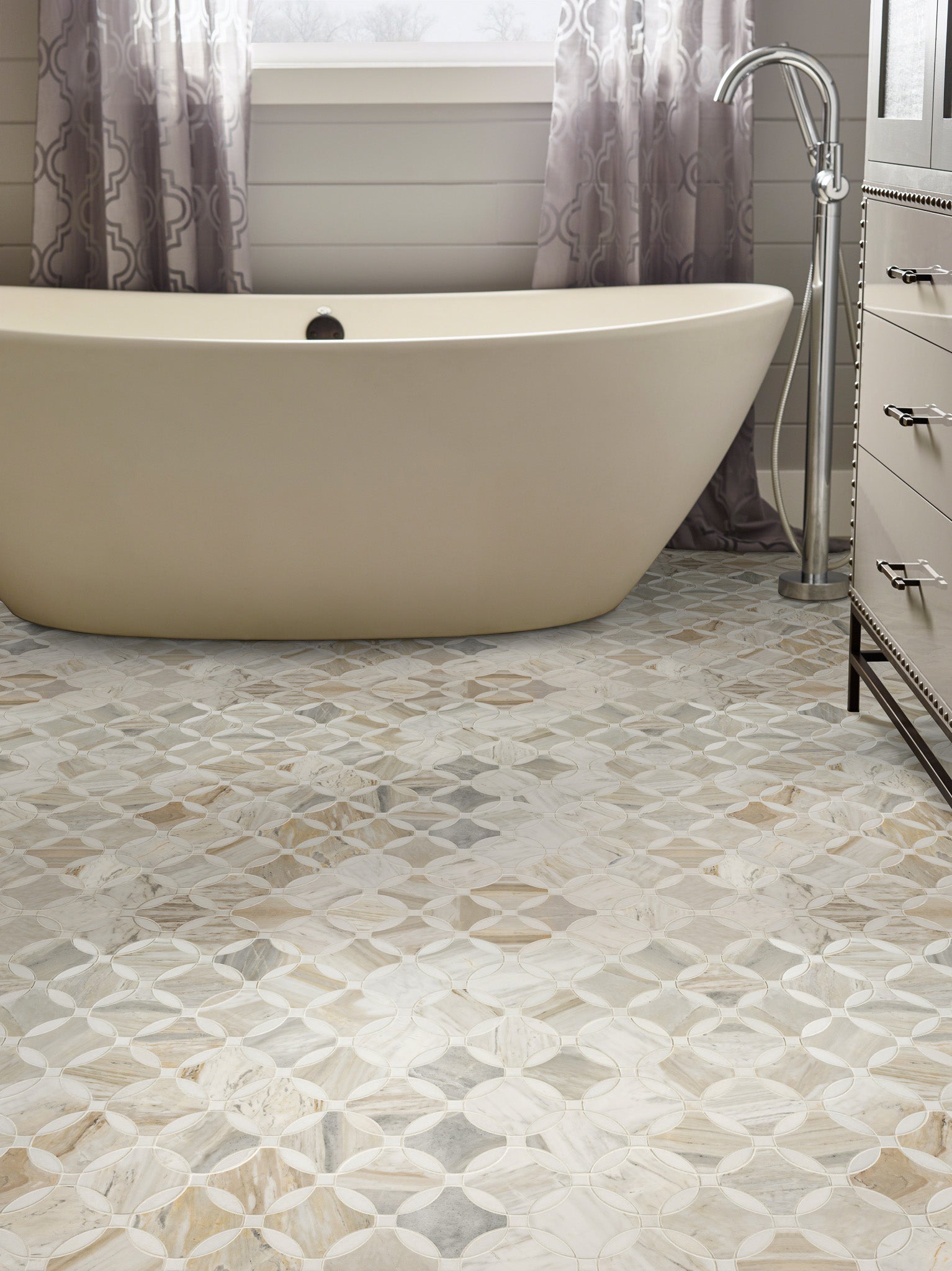 Olympia Sandalwood Palacial Polished Marble Mosaic