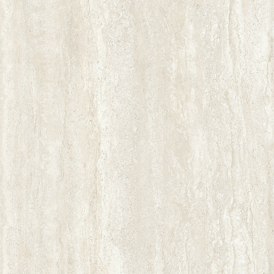 Villanova 24x24 Rectified Porcelain Tile features a light beige stone look with neutral tones and subtle vertical streaks, softly mottled color variations, and an organic texture reminiscent of travertine or limestone.