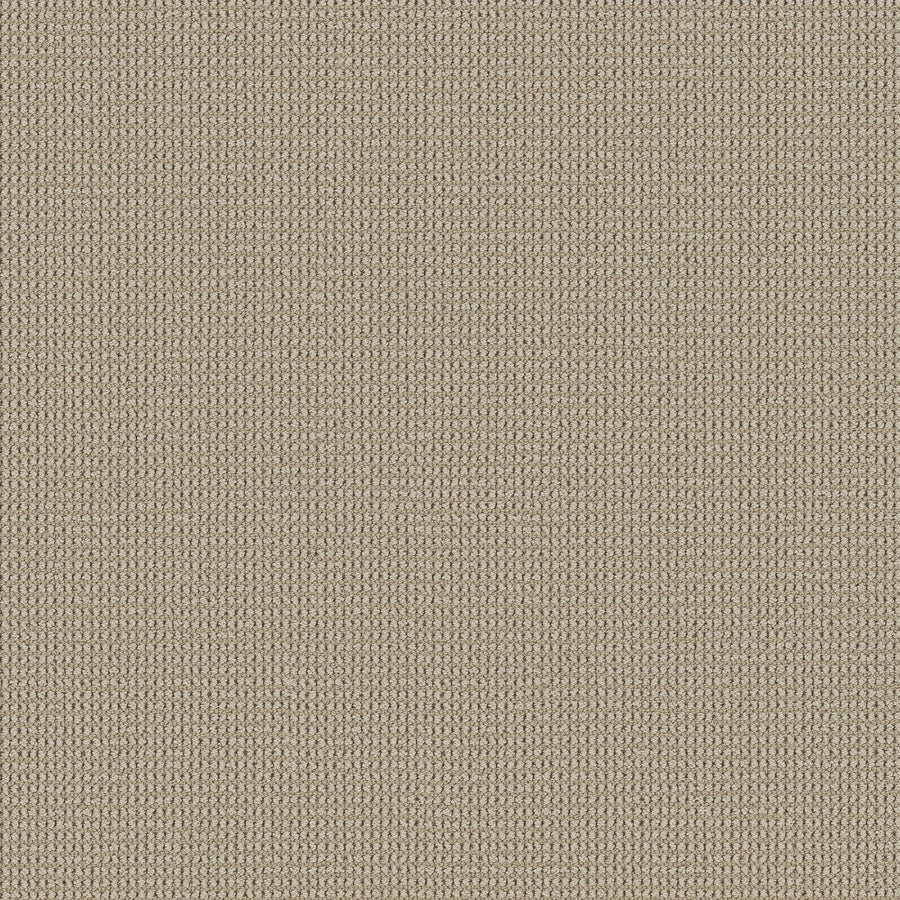 A close-up of the Knitted Tone Pet Friendly Carpet in Open Canyon shows its tightly woven, beige-textured fabric. Made from premium materials, it appears soft and smooth with a consistent, neutral tone throughout.