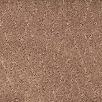 Absolute Berber Carpet in Outright features a brown textured surface with a subtle diamond pattern of intersecting dashed lines. Its durable, uniform design mimics traditional Berber carpet, making it ideal for high-traffic areas.