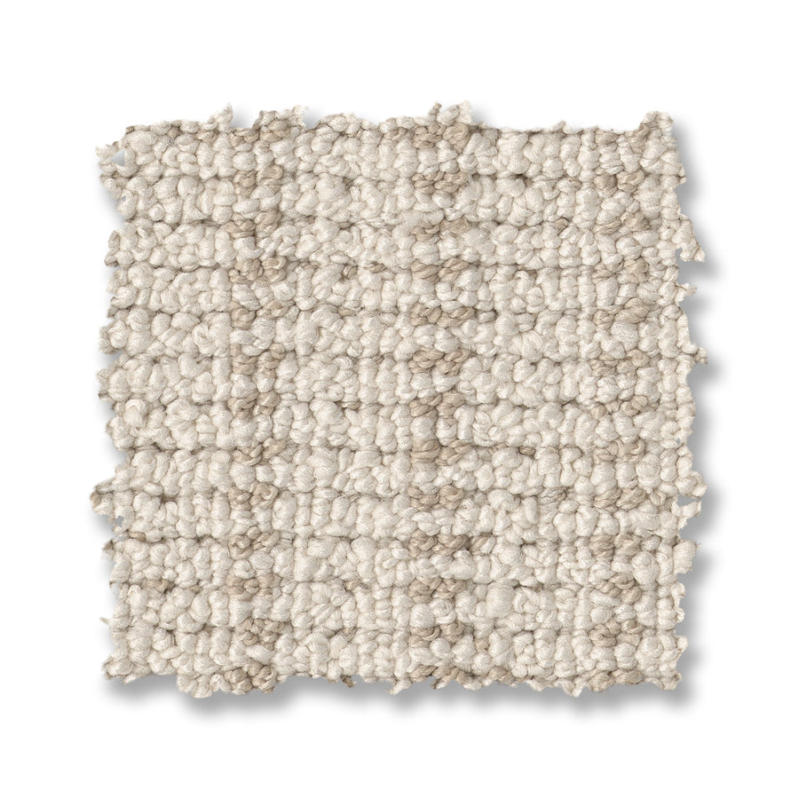 A square swatch of Laken On Trend Carpet in light beige is shown on a white background. Its textured loops offer a plush, uniform surface—ideal for bringing a touch of luxury and style to any room.