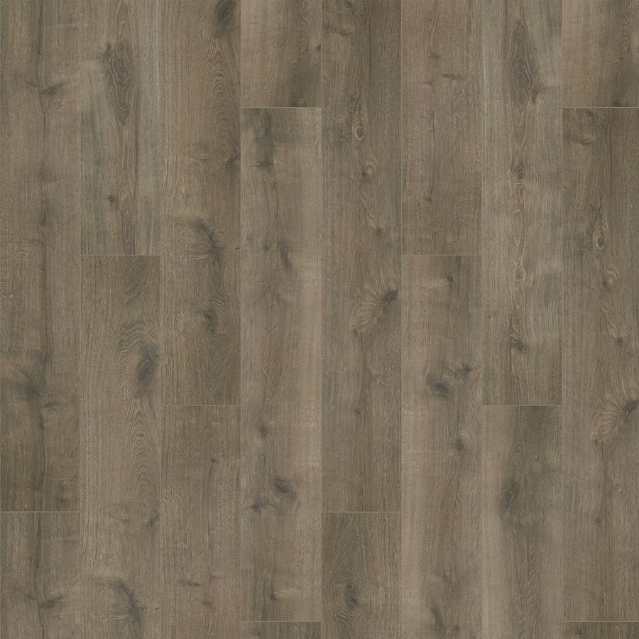 Avery Grove 7.5" Vinyl Plank offers a natural wood look with warm brown and gray tones, realistic grain and knot details, and a staggered layout for an authentic, rustic hardwood floor appearance.
