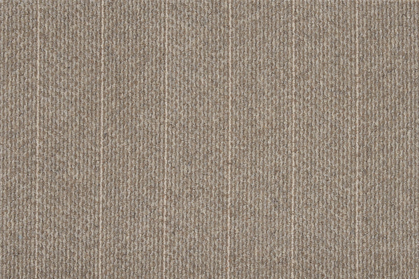 Close-up of Pacific Stripe On Trend Carpet in Heath color, featuring a textured beige surface with subtle vertical lines and small dotted details for a modern, neutral look.