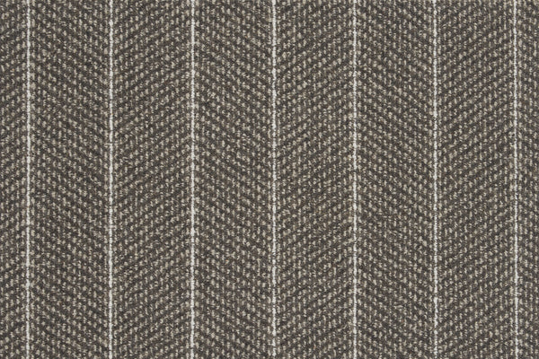 Close-up of Pacific Stripe On Trend Carpet in Shadow, showcasing a contemporary herringbone pattern in brown and beige with evenly spaced white vertical pinstripes.
