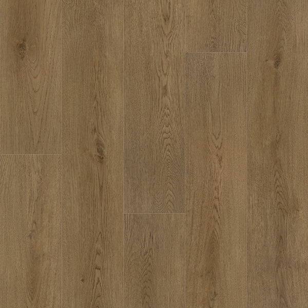 Coretec Originals Classics Vinyl flooring features a medium brown tone with visible grain patterns and wood and stone visuals, arranged seamlessly with several planks side by side.