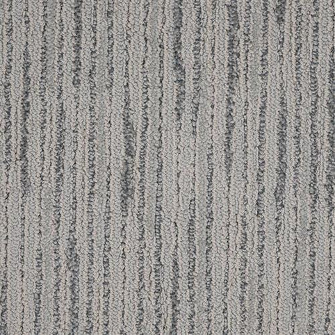 Close-up of the Artist View On Trend Carpet in Palette, featuring durable textured fibers and vertical gray stripes for a modern, subtle, and uniform aesthetic.