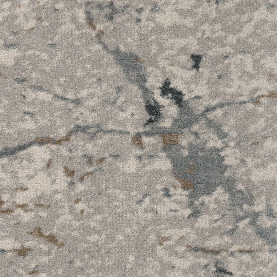 Featuring an abstract stone or marble-inspired pattern in gray, white, and subtle brown with thin dark veins, Palisades On Trend Carpet offers a refined look perfect for stylish interiors.