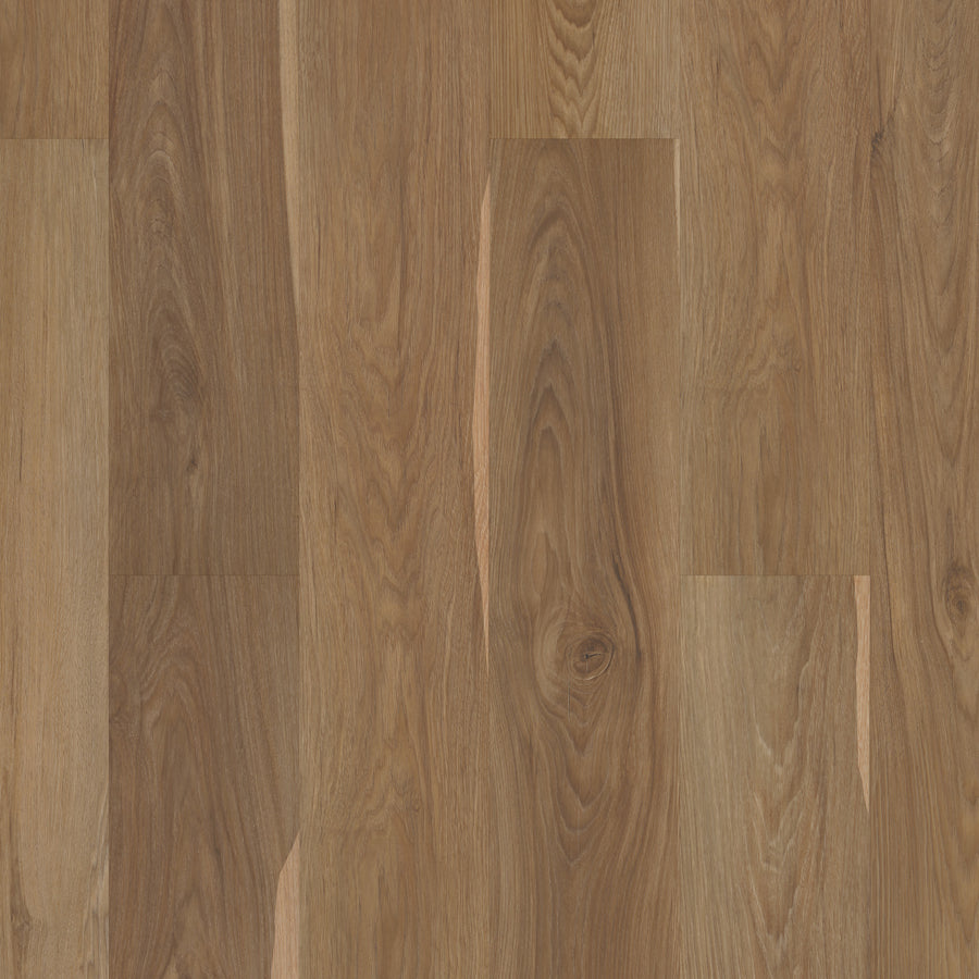 A close-up of Pantheon HD Plus 7" Vinyl showcases warm brown planks with distinct wood grain patterns, offering premium durability and a luxury vinyl design for an authentic wood-look finish.