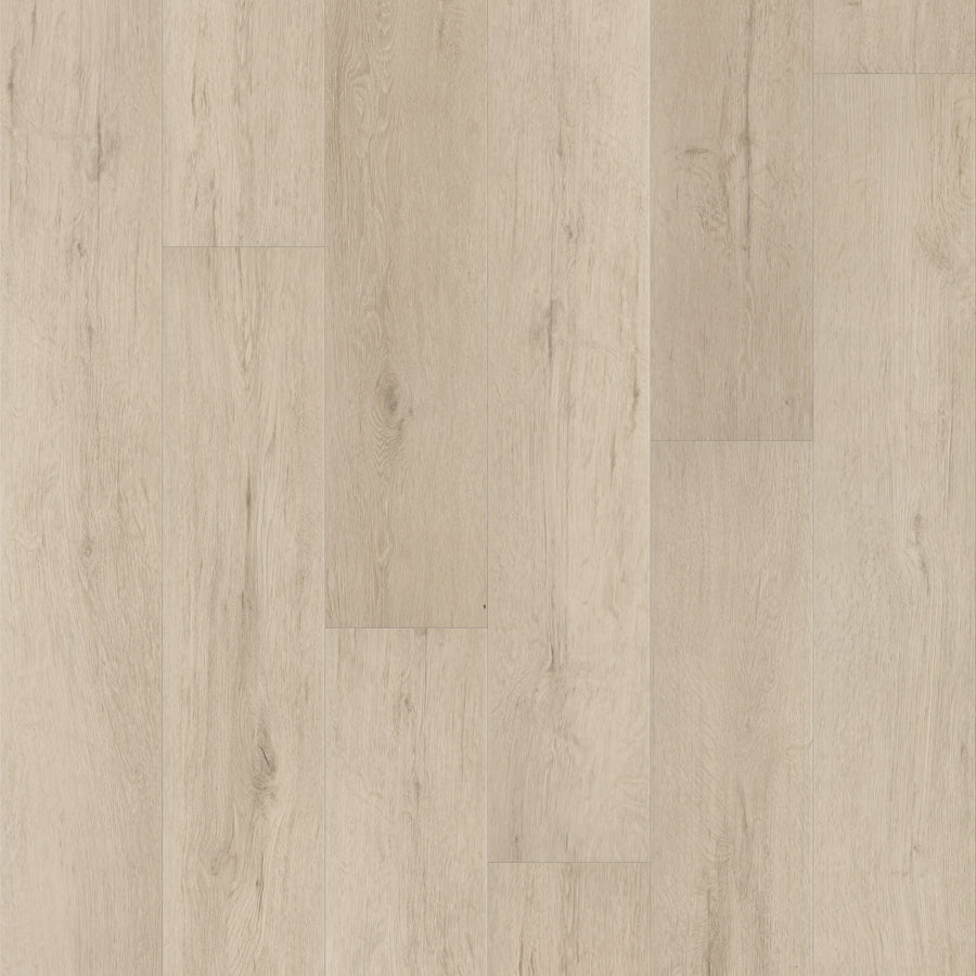 Pantheon HD Plus 7" Vinyl features a light wood-look finish with natural grain and subtle knots, arranged in a staggered pattern for a clean, modern style and premium durability.
