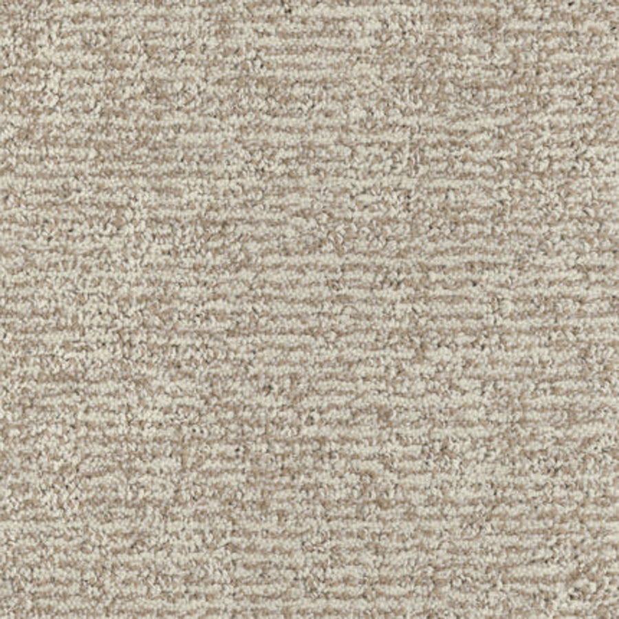 Close-up of Balance Family Friendly Carpet in Peaceful, featuring a beige textured, stain-resistant surface with a subtle horizontal linear pattern and soft, woven look—ideal for busy homes.
