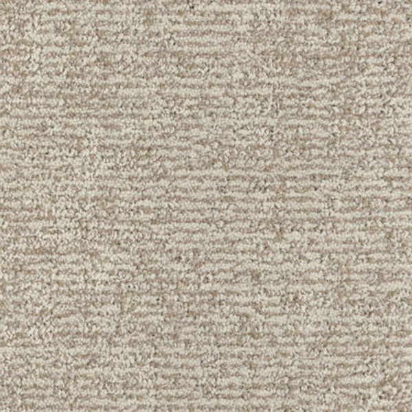 Close-up of Balance Family Friendly Carpet in Peaceful, featuring a beige textured, stain-resistant surface with a subtle horizontal linear pattern and soft, woven look—ideal for busy homes.