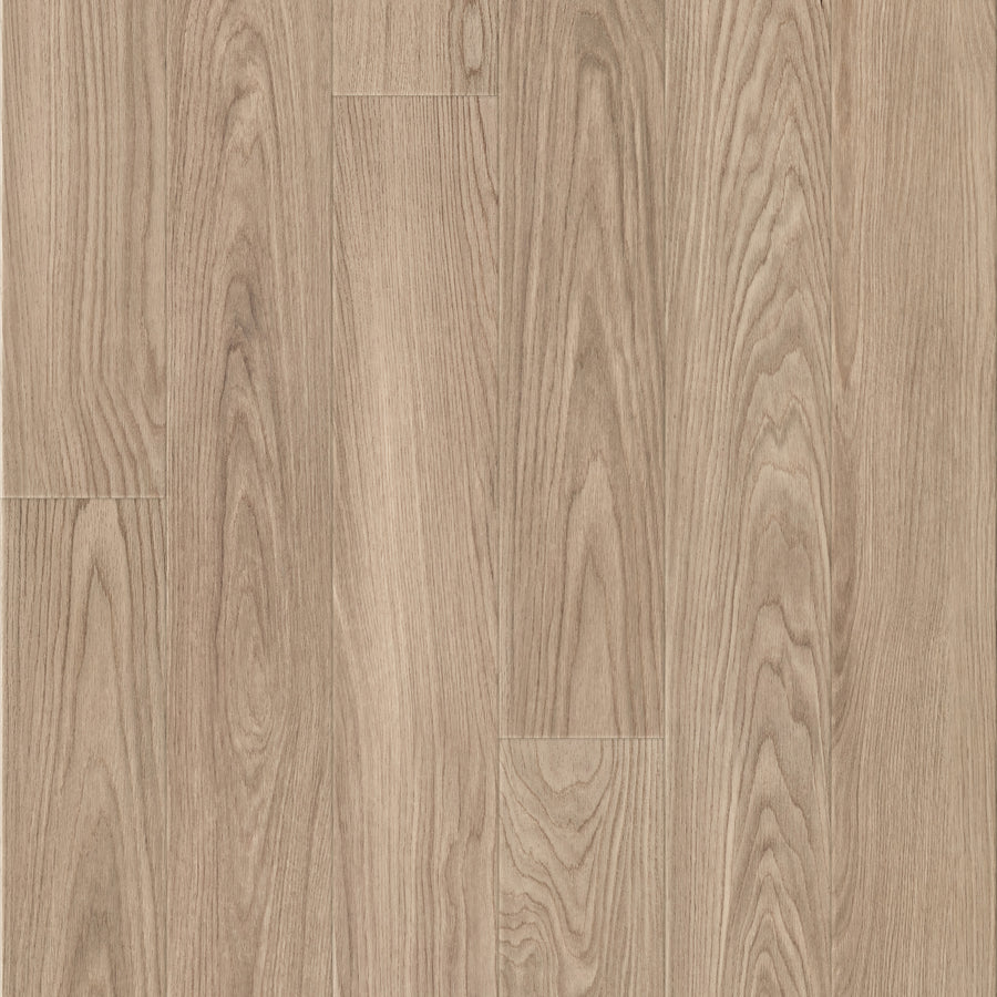 Close-up of Coretec Lakehouse Luxe 7.09" Vinyl Plank in Pearlwood Walnut, showing natural grain and color variations for a realistic hardwood look.