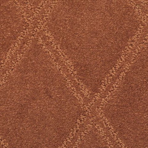 Close-up of the Braided Opulence Berber Carpet in Pinot, showcasing its durable textured diamond pattern with raised diagonal lines on a rich brown background for added depth and resilience.