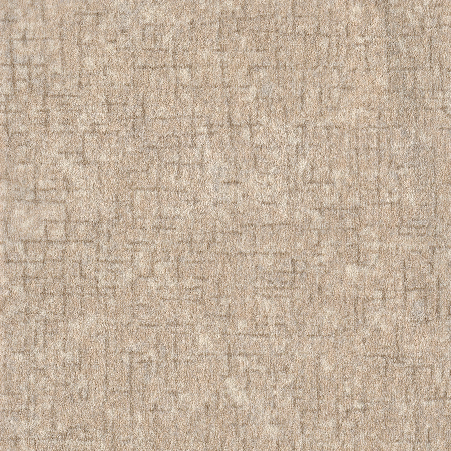 A close-up of Pleasant Path On Trend Carpet in Shell shows a beige textured surface with a subtle, irregular grid pattern and a slightly rough, fabric-like look—ideal for contemporary interiors.