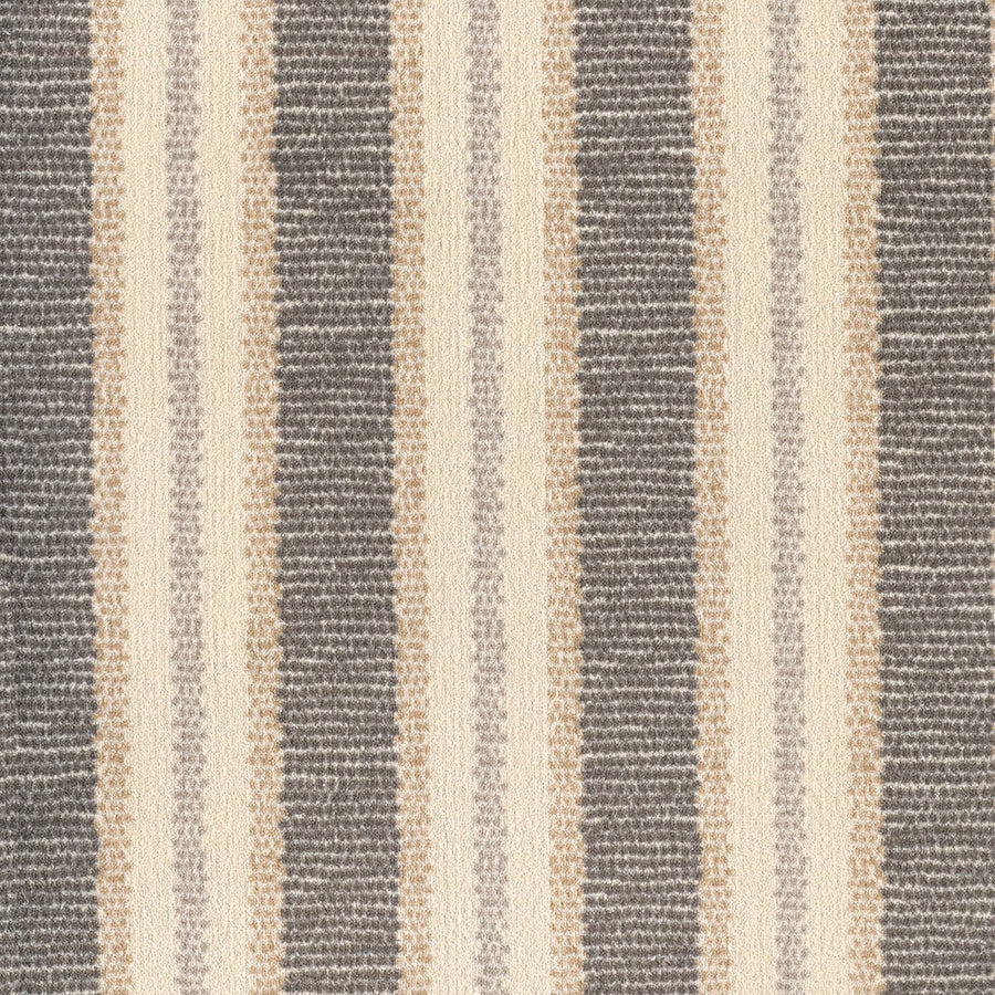 Point Isle On Trend Carpet features vertical stripes in beige, cream, and gray with a textured woven look—ideal for stylish, durable flooring and contemporary interior design.