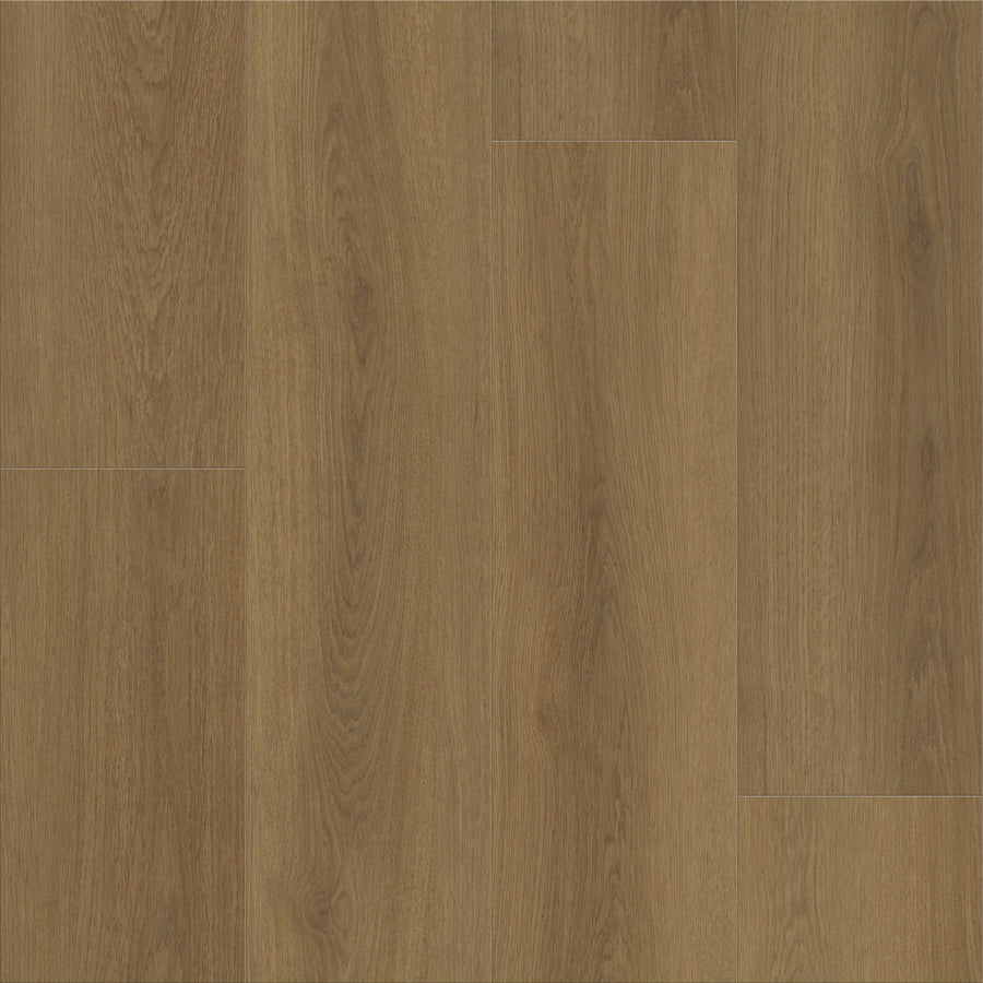 Close-up view of Classic Dwell flooring panels featuring a warm brown finish, visible wood grain patterns, and subtle color and texture variations for timeless appeal.