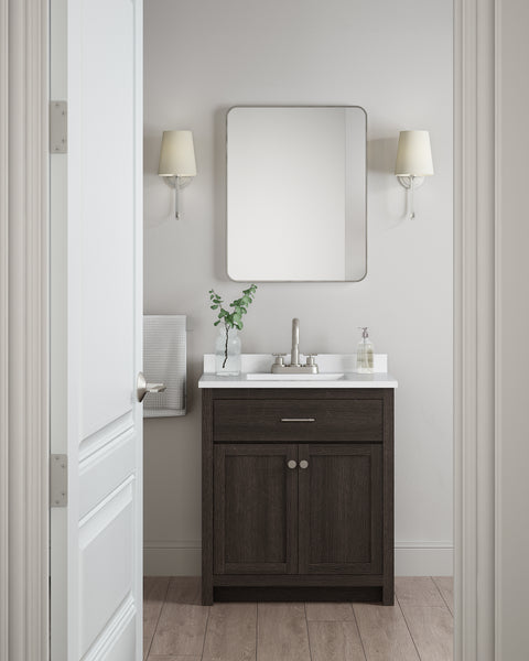 A modern bathroom showcases the space-saving Reese 30