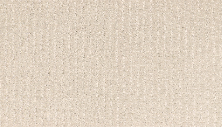 Radiant Space On Trend Carpet in Beachfront features beige textured fabric with a subtle geometric pattern, offering a soft, cushioned feel. Its smooth, uniform look makes it ideal for modern carpets or contemporary home decor.