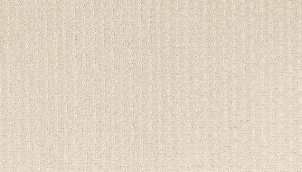 Radiant Space On Trend Carpet in Beachfront features beige textured fabric with a subtle geometric pattern, offering a soft, cushioned feel. Its smooth, uniform look makes it ideal for modern carpets or contemporary home decor.