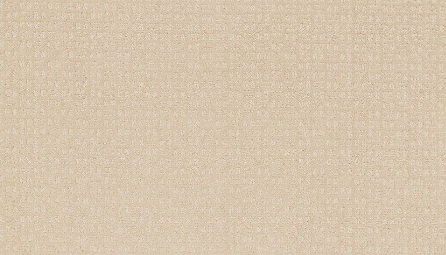 Radiant Space On Trend Carpet in Haven features beige textured fabric with a subtle small grid-like woven pattern and cushioned surface for a soft, slightly raised look—ideal for modern, contemporary spaces.