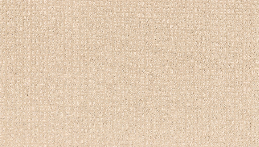 A close-up of Radiant Space On Trend Carpet in Tradition color, featuring a beige textured fabric with a subtle checkered woven pattern and soft, cushioned surface—ideal for accenting contemporary spaces.