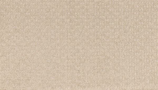 Close-up of the Radiant Space On Trend Carpet in Midsummer, featuring a soft, woven beige surface with a subtle small square pattern and a lightly cushioned, contemporary look.