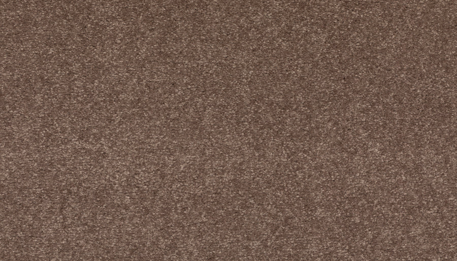 Close-up of Radiant Tone Pet Friendly Carpet in Log Cabin color, highlighting its soft, even, brown textured surface with a slightly mottled look and stain-resistant design.
