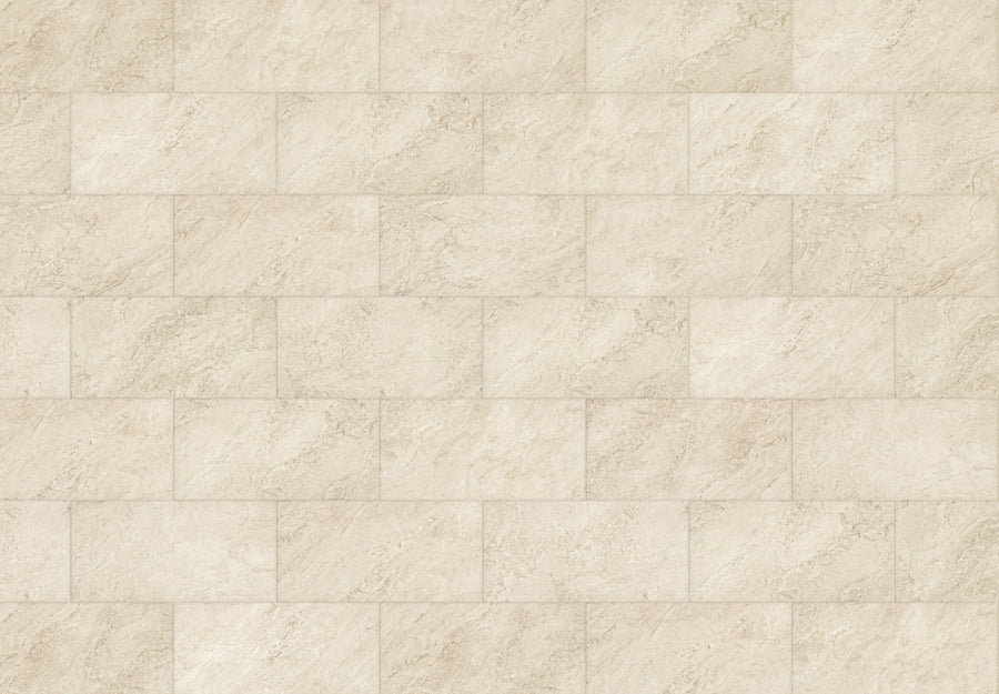 Adura Max 12" Vinyl Plank in Rectangles Basilica Statue features a beige stone tile look with staggered rectangular tiles and subtle marbled texture, delivering natural style and durable, contemporary vinyl flooring.