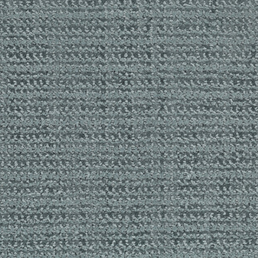 Close-up of Beguiling Berber Carpet in Retro color, showcasing a looped pile surface with a textured horizontal and vertical repeating pattern in muted blue-gray tones.