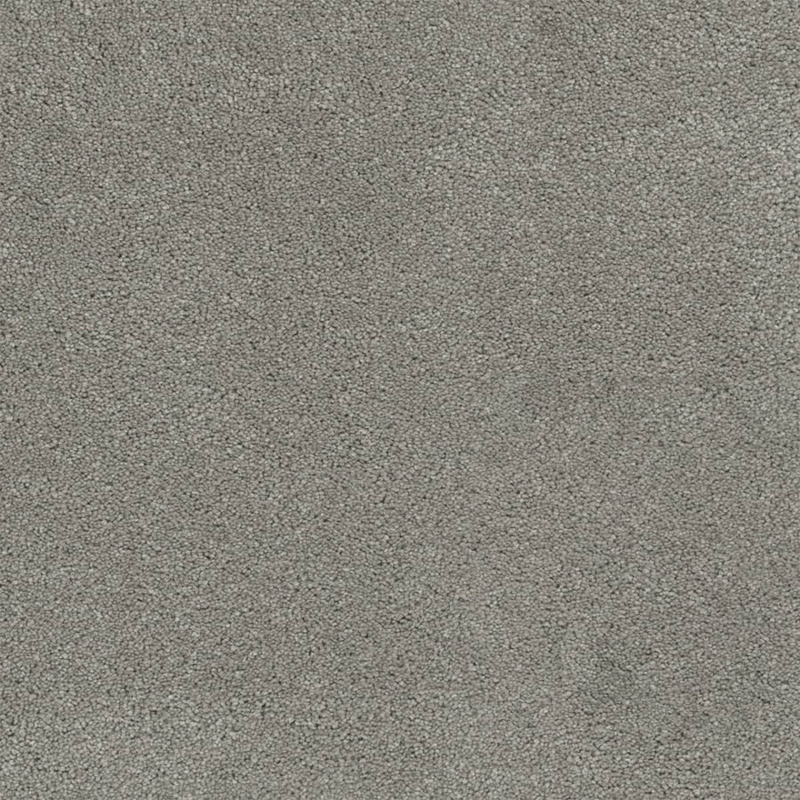 Close-up view of Rock Solid III Family Friendly Carpet in Chrome—a gray, textured, stain-resistant carpet with a soft, dense, slightly mottled look—ideal for family homes.