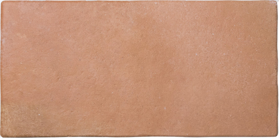 The Roots XL 8.6" x 17.2" Ceramic Tile in Cotto features a rectangular, flat design with a smooth, natural reddish-brown finish and subtly uneven edges.